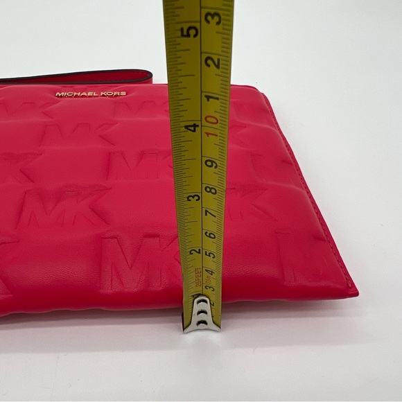 Michael Kors XL Logo Textured/Cushioned Clutch Wristlet Red Deep Pink NWT - Picture 11 of 11